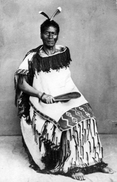 Portrait of a Maori man, before 1880 by New Zealand Photographer